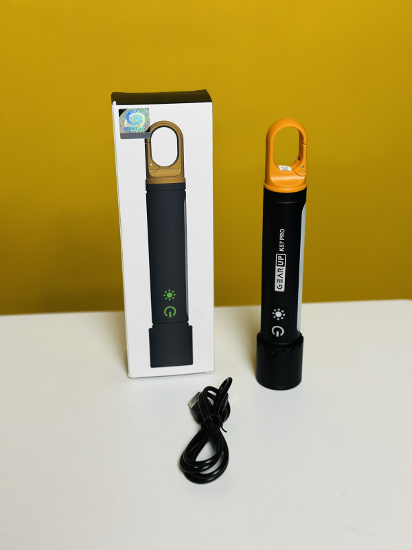 GearUP K57 PRO Rechargeable High Power Flashlight + Large COB Light with 3500mAh Lithium Battery