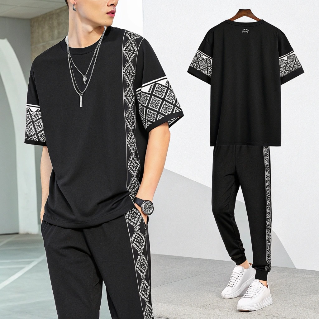 Drop Shoulder Mash T-Shirt and Trouser Combo