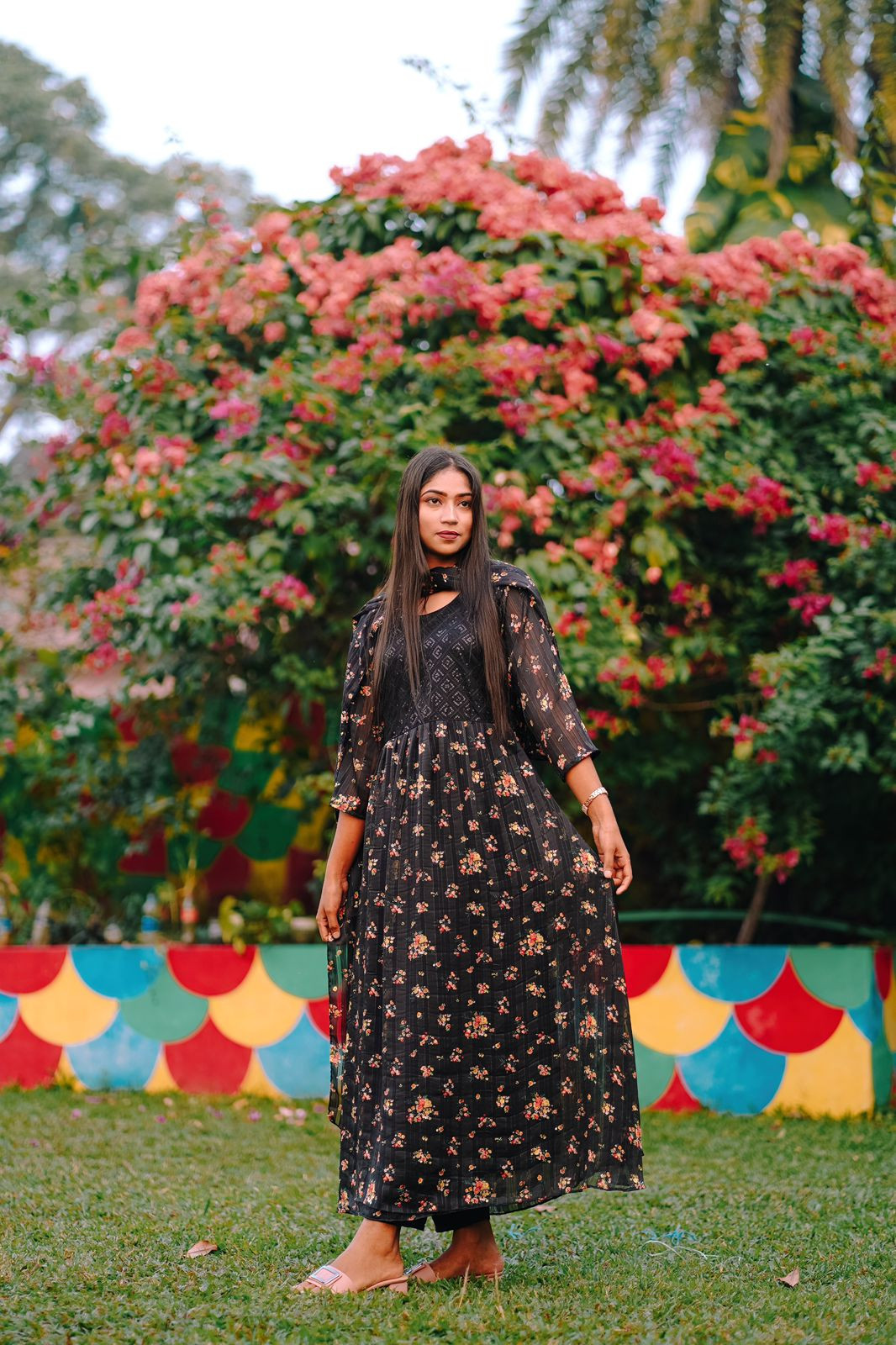 China Georgette Gown Three Piece